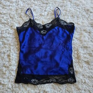 Y2K CINO Women's Top 100% Silk Blue Embellished Size Medium